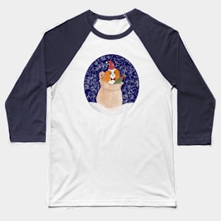 Snowy Santa Cavalier King Charles Spaniel bringing Christmas presents Baseball T-Shirt